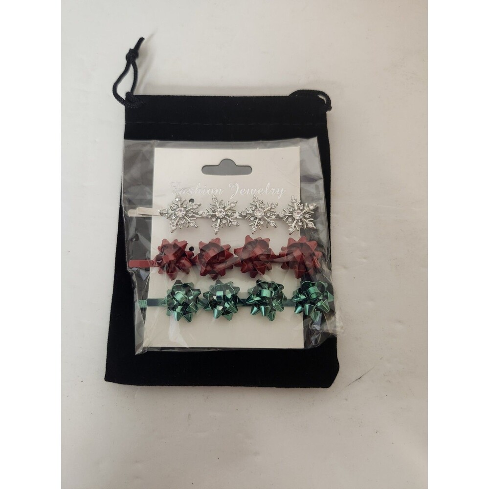 3 Inch Long Metal Hair Pins Christmas Bows And Snowflakes